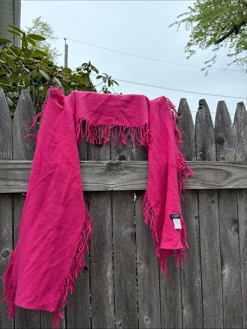 J. Crew pink cashmere scarf.